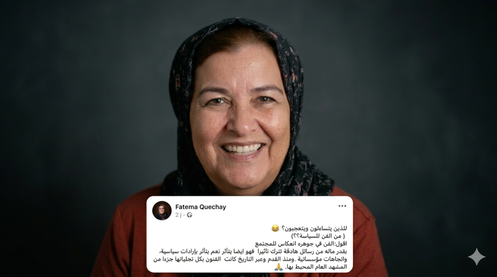 “El arte y la política no están separados”, afirma Fatima Ouchay