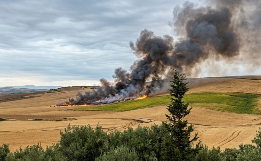 Un rayo provoca un incendio en cultivos agrícolas cerca de Fez